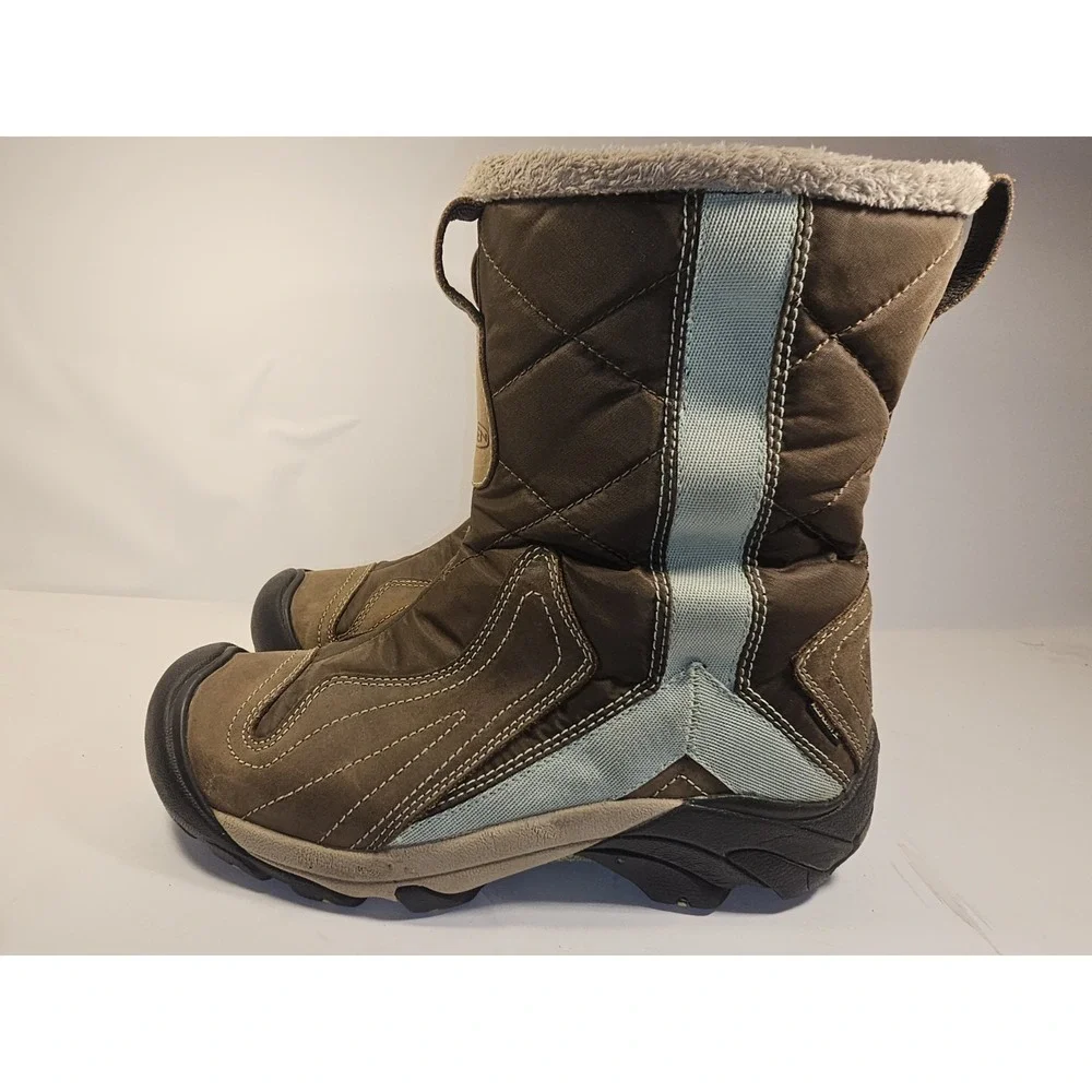 Keen Betty Waterproof Insulated Brown Teal ‎ Zippered Snow Boot Women's Size 8